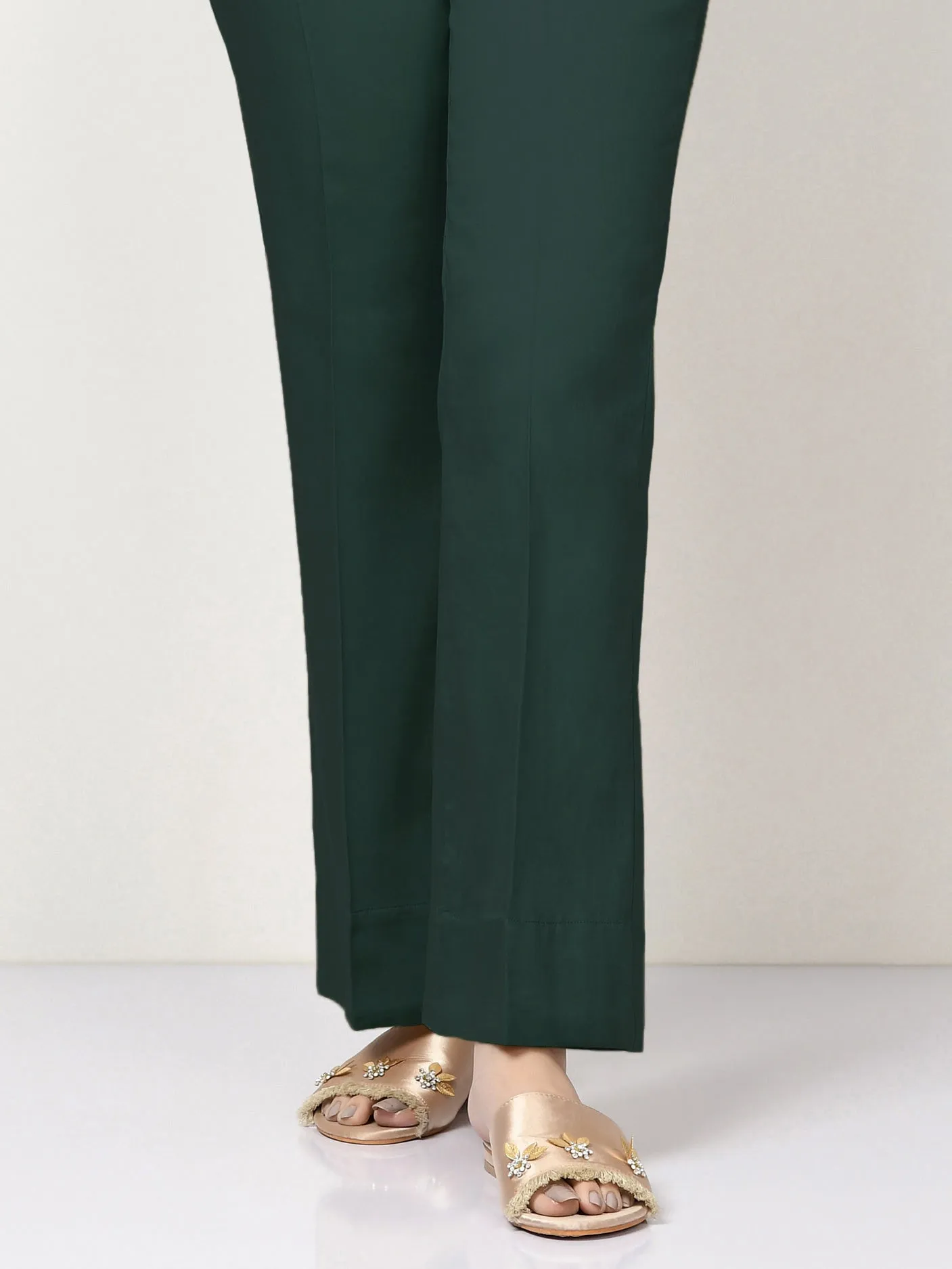 Unstitched Cambric Trouser - Dark Green