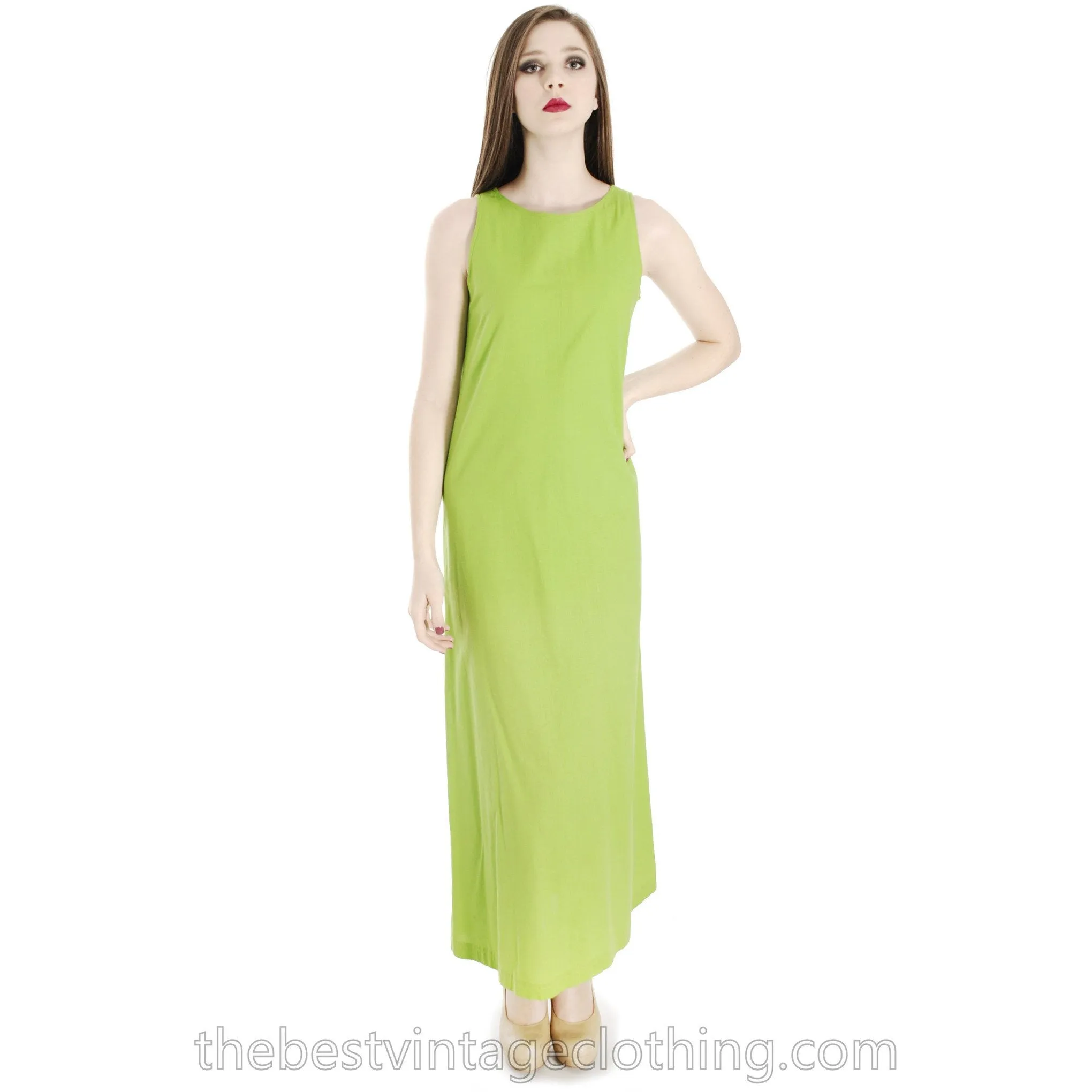 Vintage 1960s Vuokko Nurmesniemi RARE Lime Green Maxi Dress with Voluminous Cape 38/10