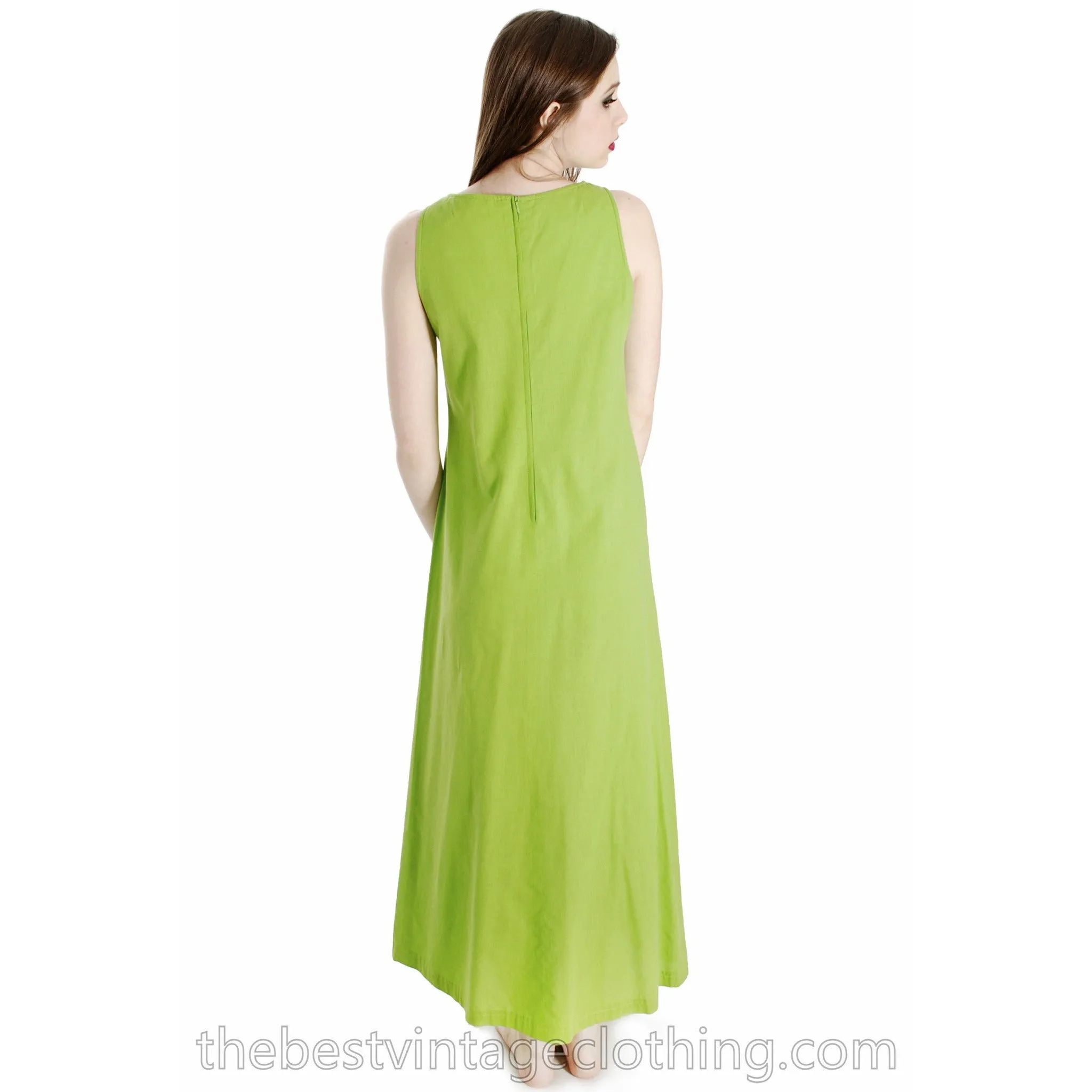 Vintage 1960s Vuokko Nurmesniemi RARE Lime Green Maxi Dress with Voluminous Cape 38/10