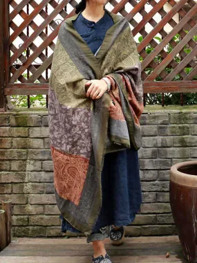 Vintage Cotton Ethnic Style Large Scarf Shawl