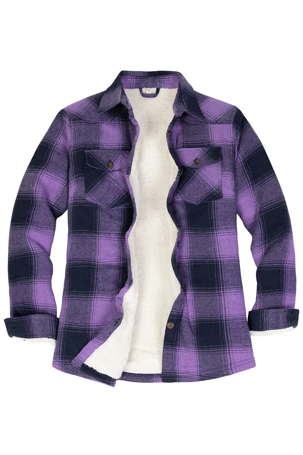 Women's Sherpa Lined Flannel Shirt Jacket,Button Down Flannel Shacket