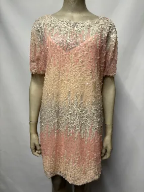 Zara Pink Sequin Mesh Tunic Dress Medium